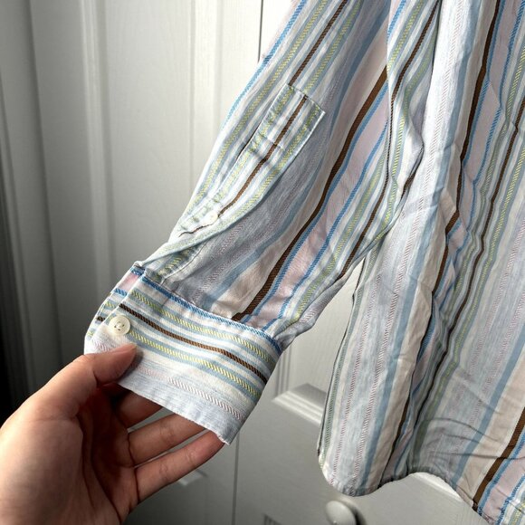 Samsoe Samsoe Alfrida Pastel Blue Striped Button Front Shirt Women's Size XXS - Picture 9 of 10